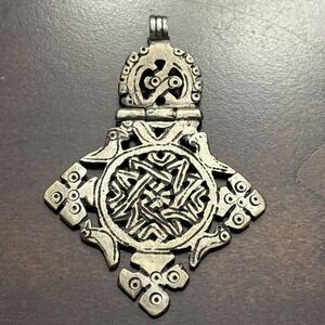 Vintage Ethiopian Coptic Cross pendant 2.7" Jewelry GIFT